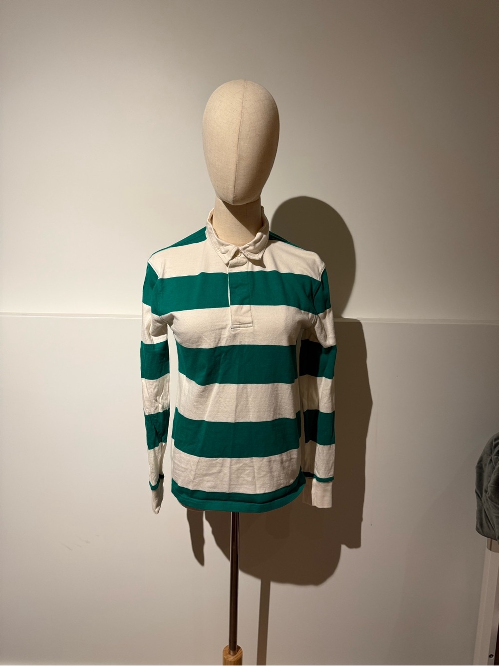 Crewcuts Green & White Striped Rugby Polo